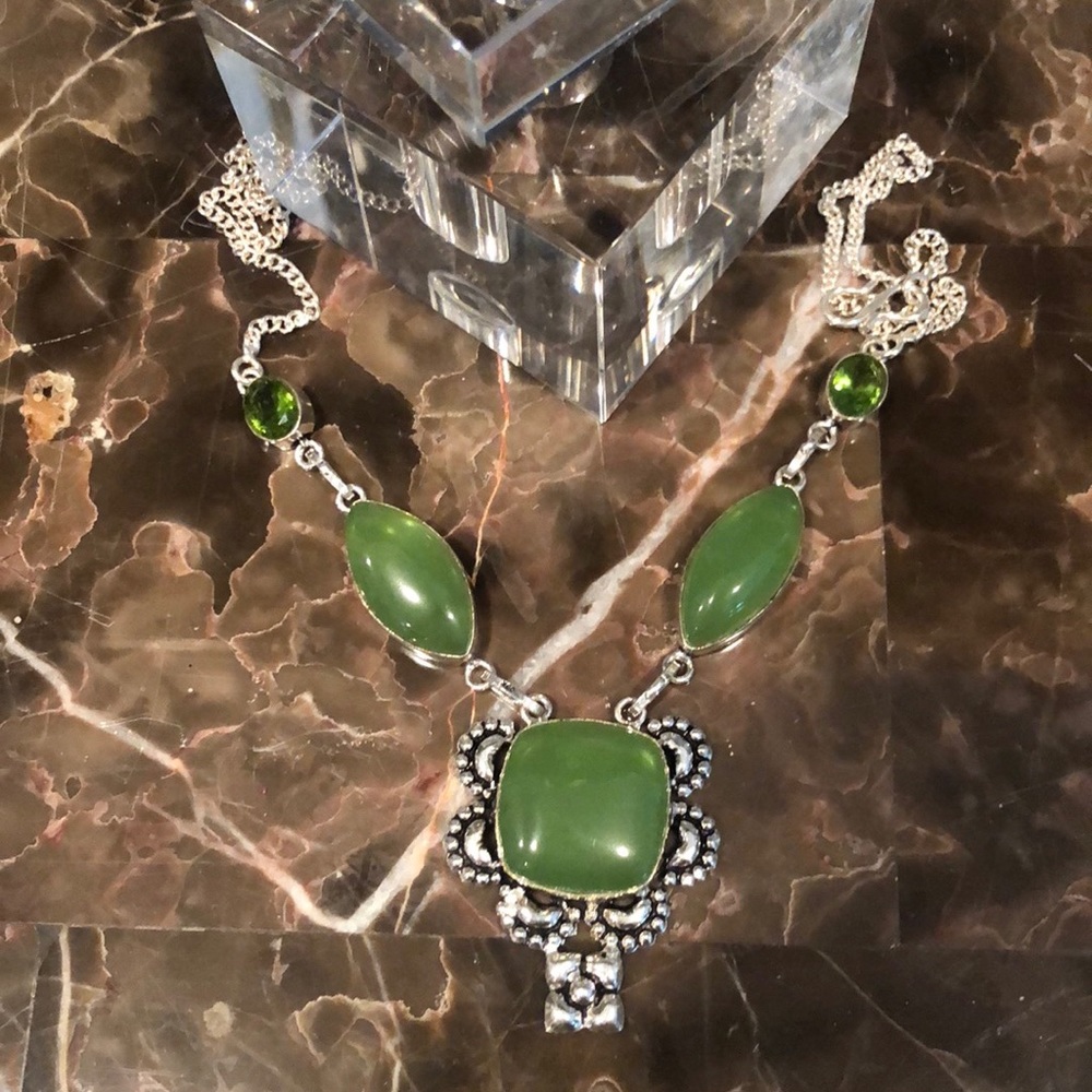 Green Chalcedony & Peridot Necklace